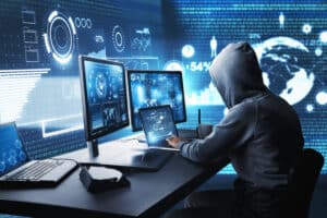 document management security threat, hacker at a computer